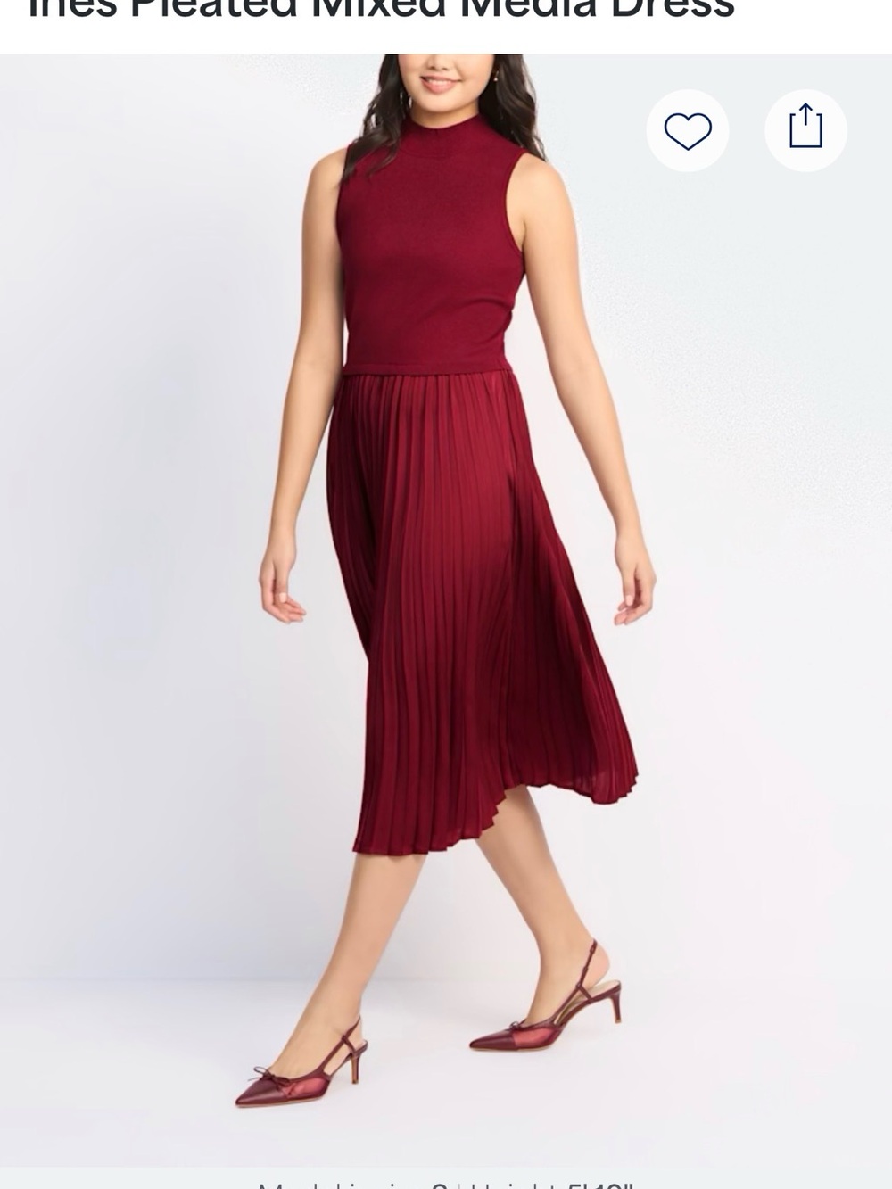Sleeveless Pleated Midi Dress - Burgundy